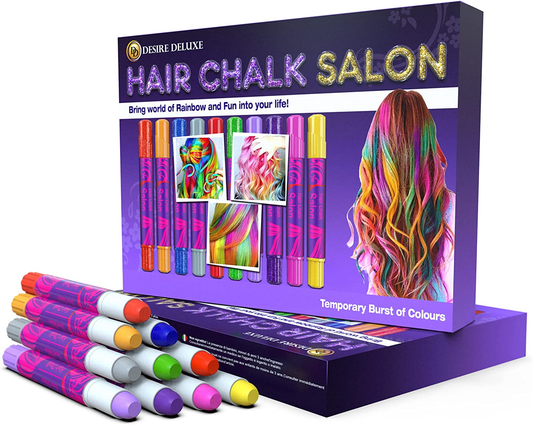 10 Temporary Non-Toxic Easy Washable Hair Dye Colourful, Metallic, Glitter Pens 