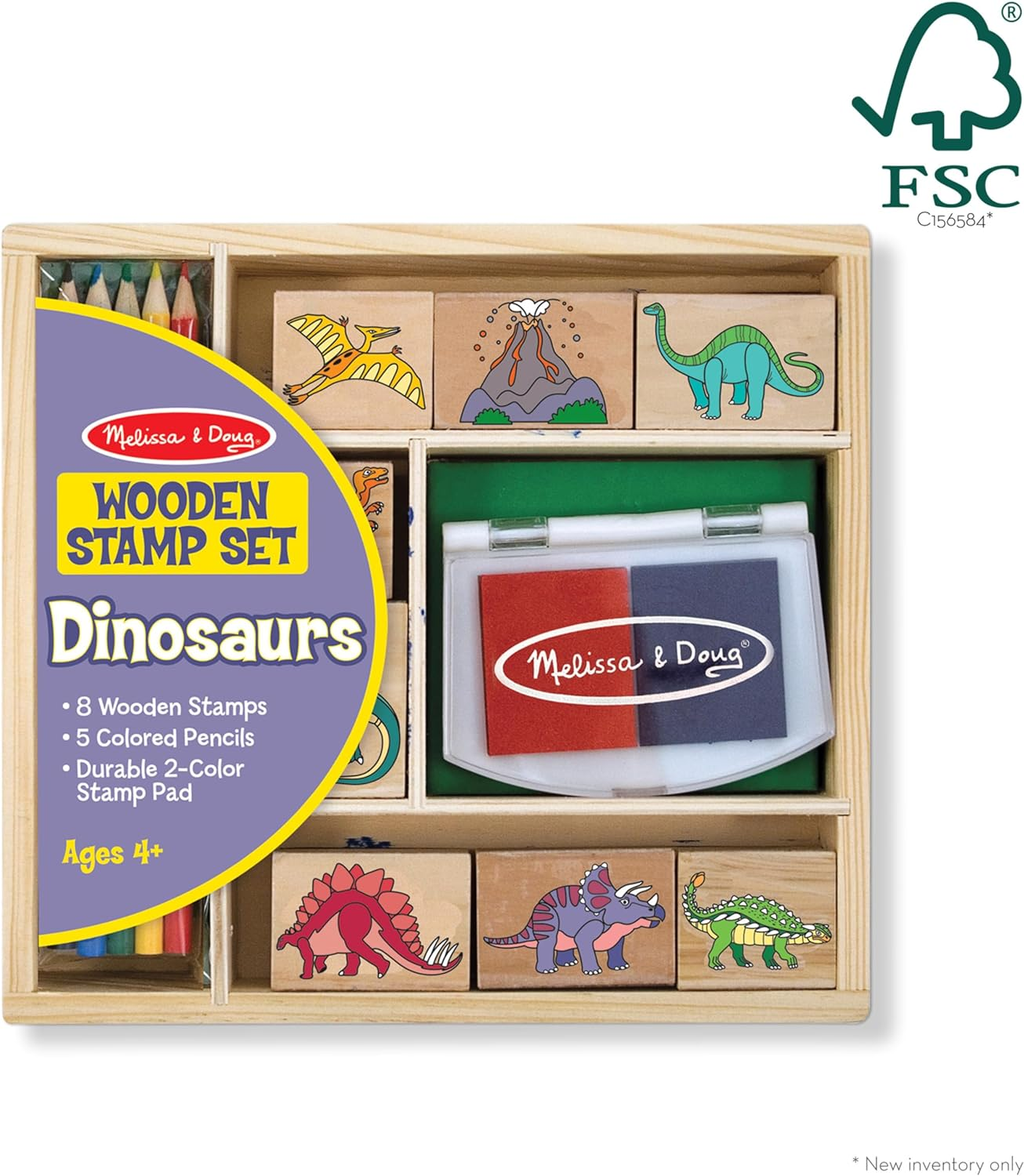 Dinosaur Stamp Set with Colouring Pencils for Children |Arts and Crafts for Kids